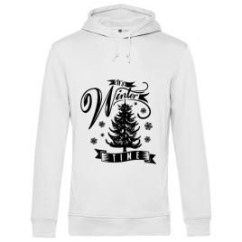 Hoodie barbat cu gluga winter time alb
