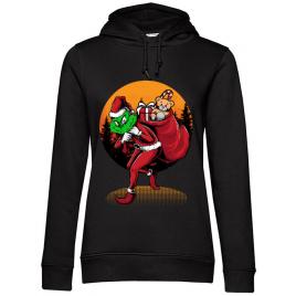 Hoodie dama cu gluga grinch stole christmas negru