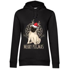Hoodie dama cu gluga merry pugmas negru