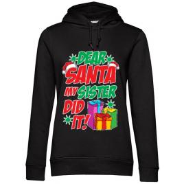 Hoodie dama cu gluga my sister did it negru