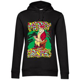 Hoodie dama cu gluga naughty santa negru