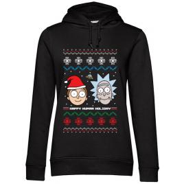 Hoodie dama cu gluga rick and morty christmas negru