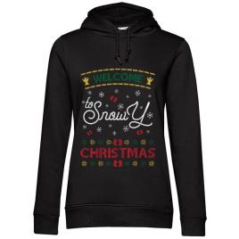 Hoodie dama cu gluga snowy christmas negru