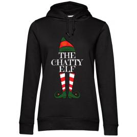 Hoodie dama cu gluga the chatty elf negru