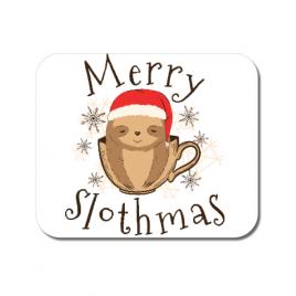 Mousepad personalizat merry slothmas alb