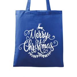Sacosa din panza merry christmas albastru regal