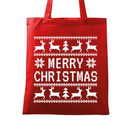 Sacosa din panza merry christmas ugly sweater rosu