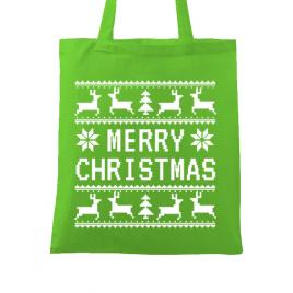 Sacosa din panza merry christmas ugly sweater verde mar
