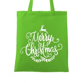 Sacosa din panza merry christmas verde mar