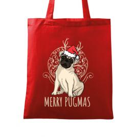 Sacosa din panza merry pugmas rosu