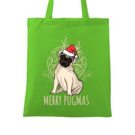 Sacosa din panza merry pugmas verde mar