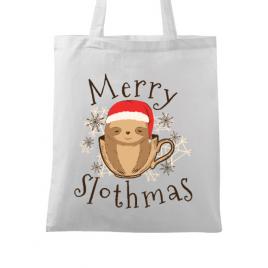 Sacosa din panza merry slothmas alb