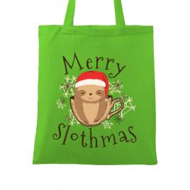 Sacosa din panza merry slothmas verde mar