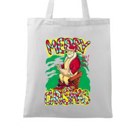 Sacosa din panza naughty santa alb