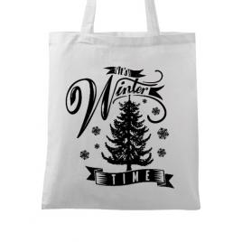 Sacosa din panza winter time alb