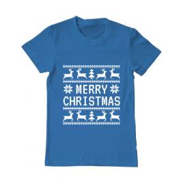 Tricou adler barbat merry christmas ugly sweater albastru azuriu
