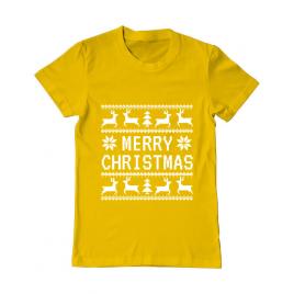 Tricou adler barbat merry christmas ugly sweater galben