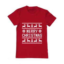 Tricou adler barbat merry christmas ugly sweater rosu