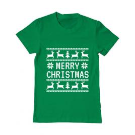 Tricou adler barbat merry christmas ugly sweater verde mediu