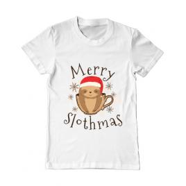 Tricou adler barbat merry slothmas alb