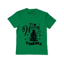 Tricou adler copil winter time verde mediu