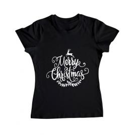 Tricou adler dama merry christmas negru