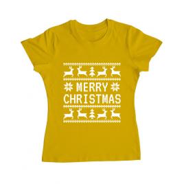 Tricou adler dama merry christmas ugly sweater galben