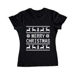 Tricou adler dama merry christmas ugly sweater negru