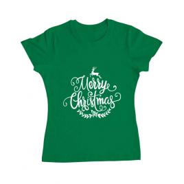 Tricou adler dama merry christmas verde mediu