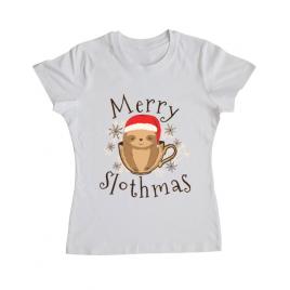 Tricou adler dama merry slothmas alb
