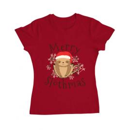 Tricou adler dama merry slothmas rosu