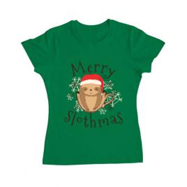 Tricou adler dama merry slothmas verde mediu