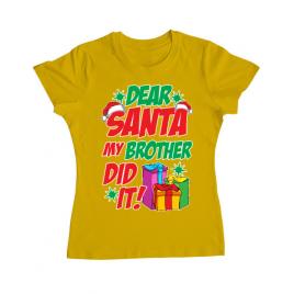Tricou adler dama my brother did it galben