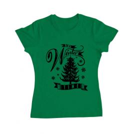 Tricou adler dama winter time verde mediu
