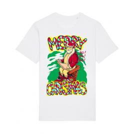 Tricou stanley stella barbat naughty santa alb