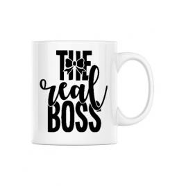 Cana personalizata the real boss alb