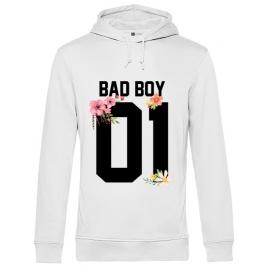 Hoodie barbat cu gluga bad boy alb