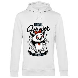 Hoodie barbat cu gluga forever my always alb
