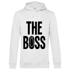 Hoodie barbat cu gluga the boss alb