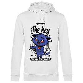 Hoodie barbat cu gluga you hold the key alb