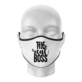 Masca personalizata reutilizabila the real boss alb