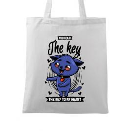 Sacosa din panza you hold the key alb