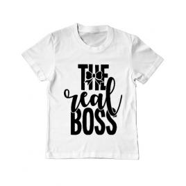 Tricou adler copil the real boss alb