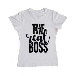 Tricou adler dama the real boss alb