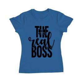 Tricou adler dama the real boss albastru azuriu