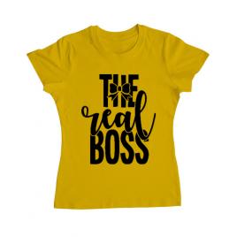 Tricou adler dama the real boss galben