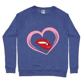 Bluza adler barbat buze si inima albastru melanj