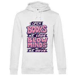 Hoodie barbat cu gluga open books alb