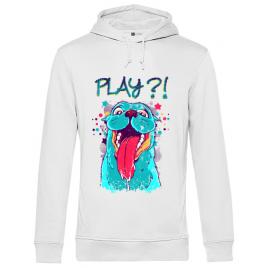 Hoodie barbat cu gluga play alb