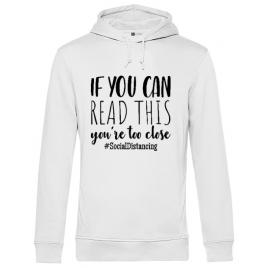 Hoodie barbat cu gluga too close alb
